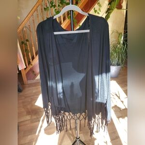 Elegant Black Fringe cardigan